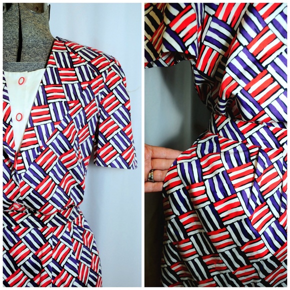 VTG 80s Carlisle Check Stripe Cotton Skirt Set 8 - Picture 6 of 8